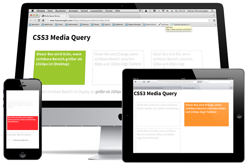 Webseiten mit Media Queries unter unterschiedlichen Ausgabegeräten im Einsatz bringen.